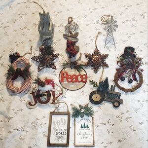 Farmhouse Christmas Ornaments (lot of 12)